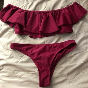 Maroon two-piece